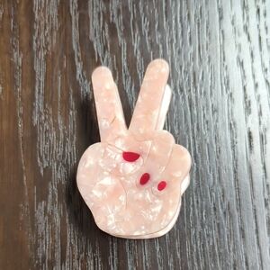 Pink Peace Sign Hair Clip